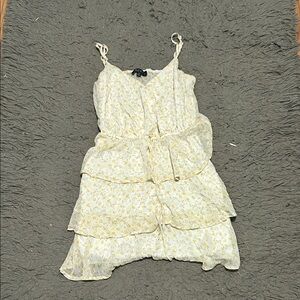 Trixxi Yellow Floral Tiered Dress